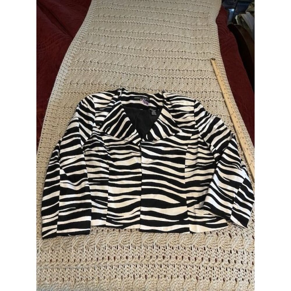 Dana Buchman Vintage Cropped Blazer Jacket Women's Size 14 Silk Blend Zebra Prin - Picture 8 of 16